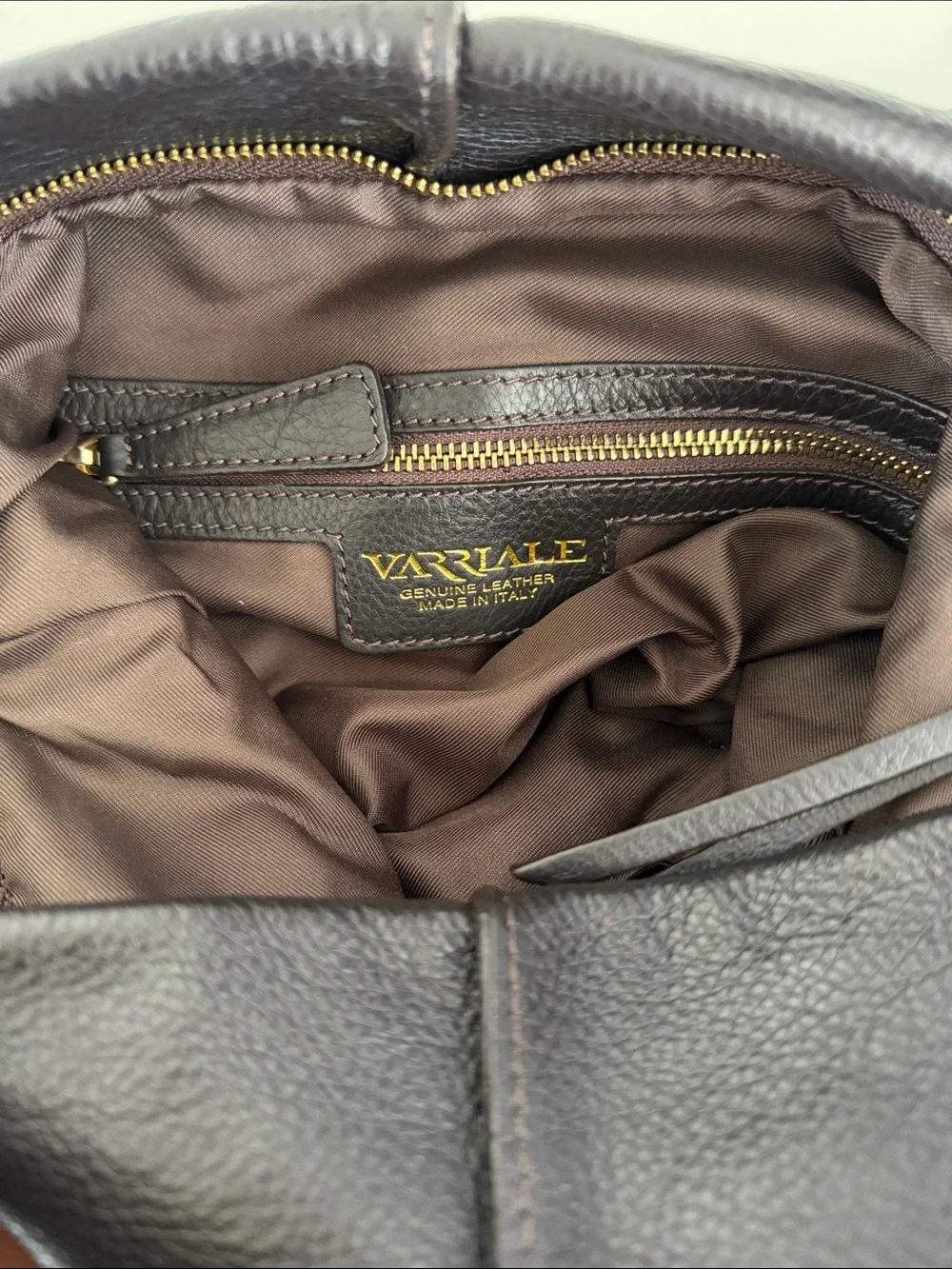 Varrlale Made In Italy Chocolate Brown Leather Slouchy Hobo/Shoulder Bag w/strap
